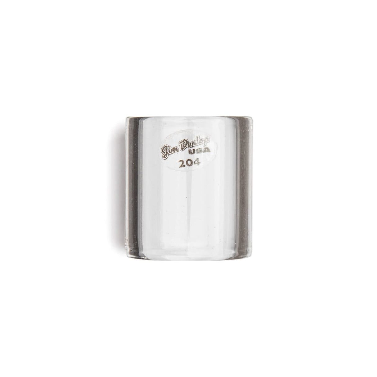 A medium knuckle glass guitar slide with Dunlop branding on a white background