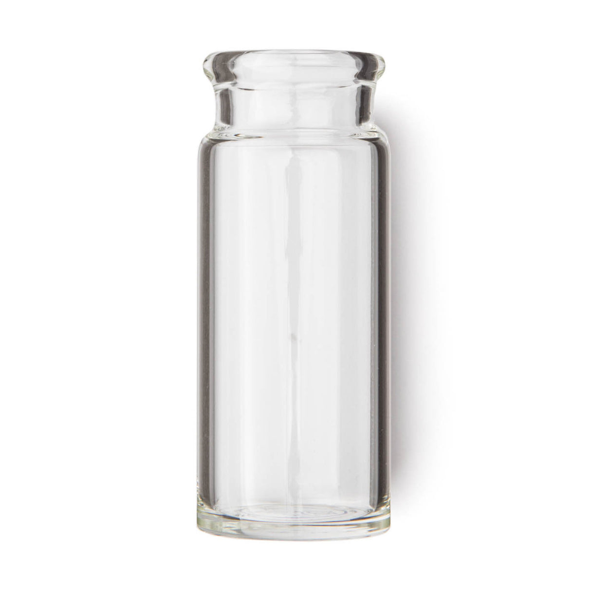 Clear glass bottle guitar slide on a white background