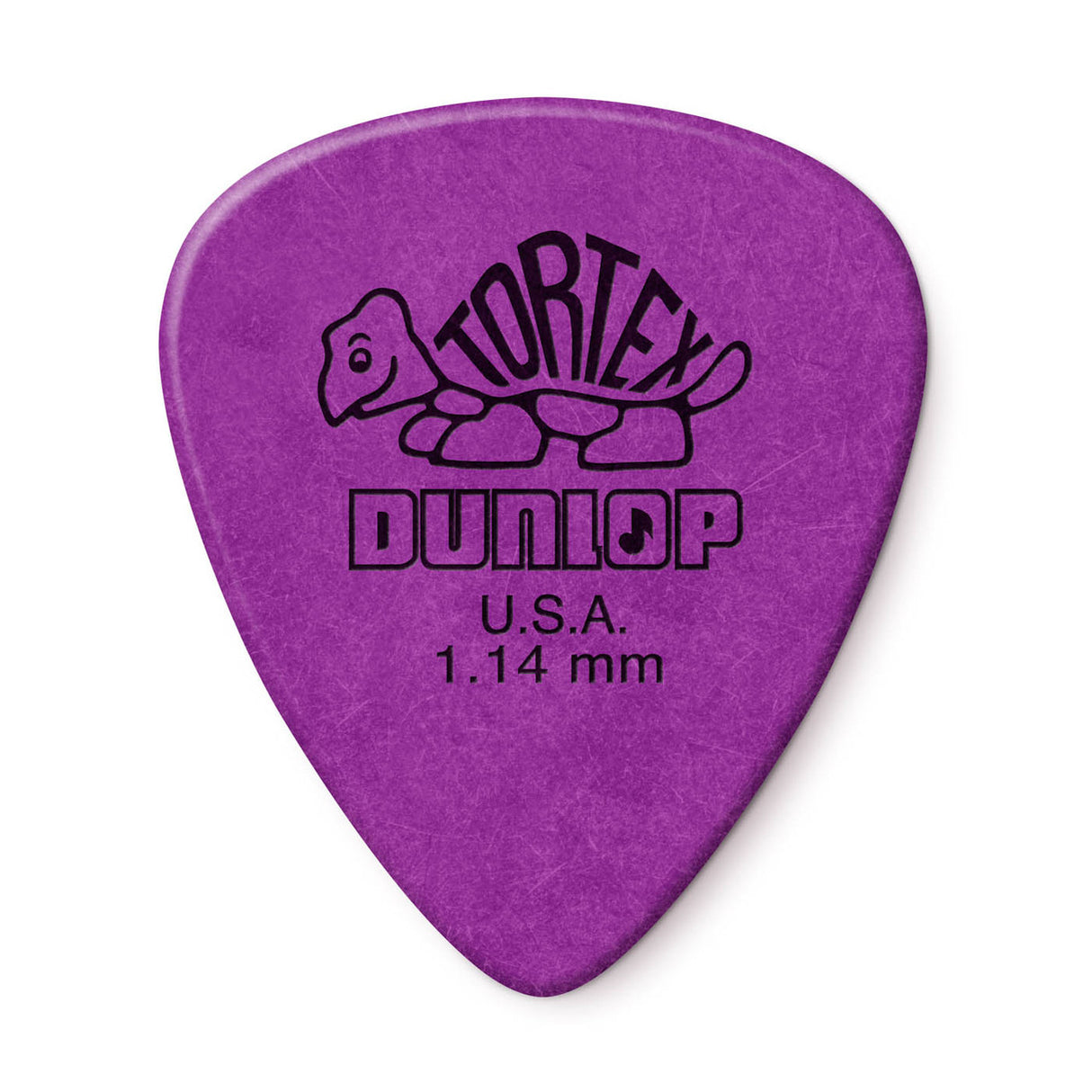 Purple guitar pick with Dunlop branding on a white background