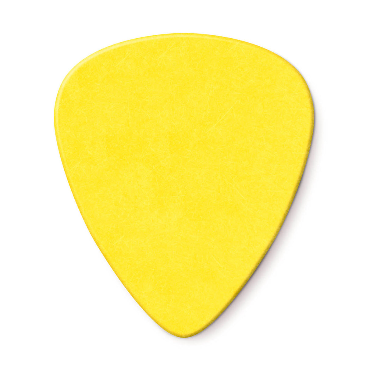 Yellow guitar pick on a white background