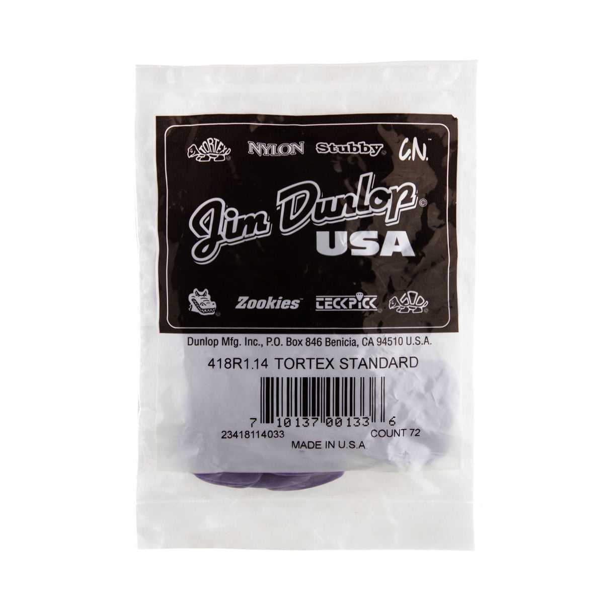 Packaged guitar picks with Jim Dunlop branding on a white background