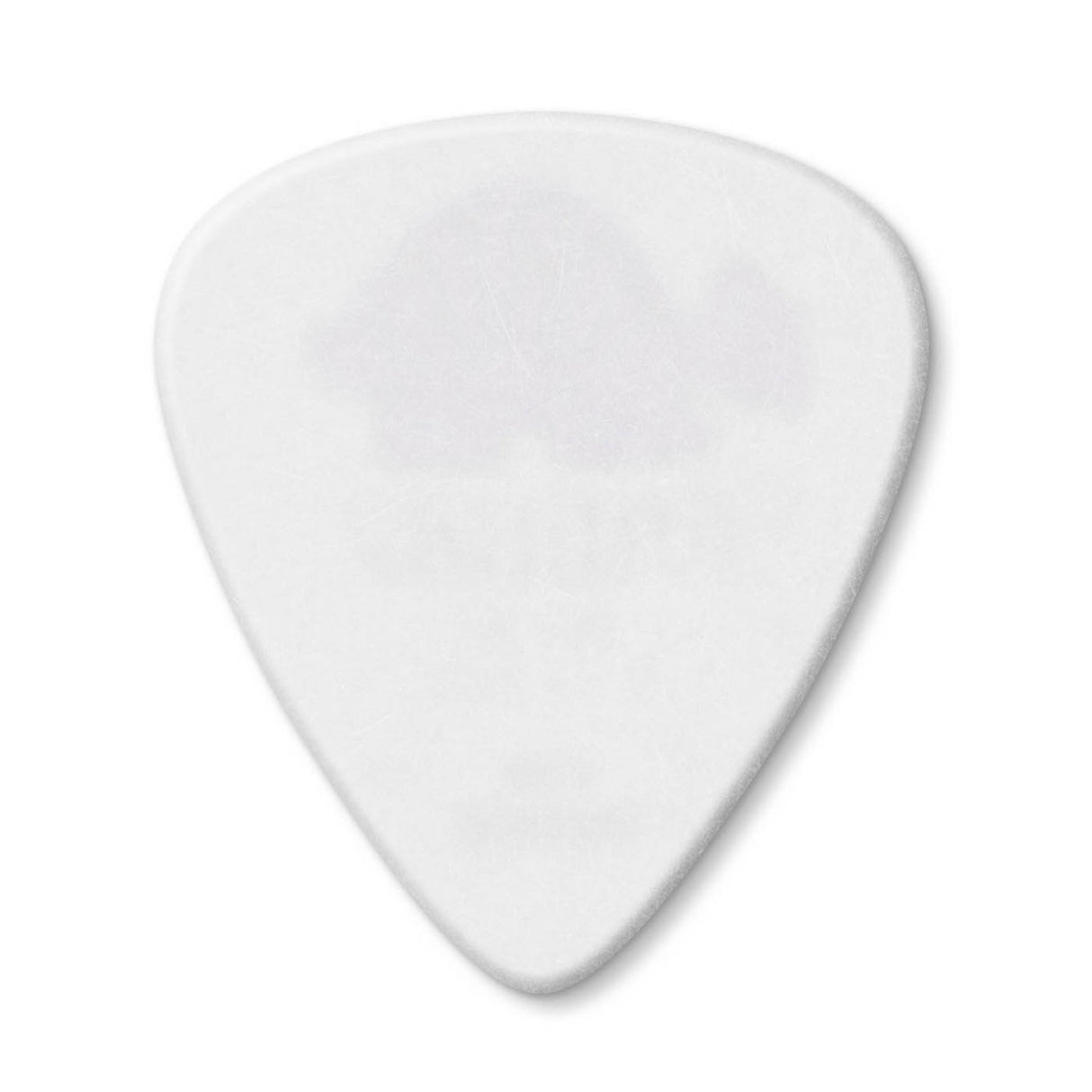 White guitar pick on a white background