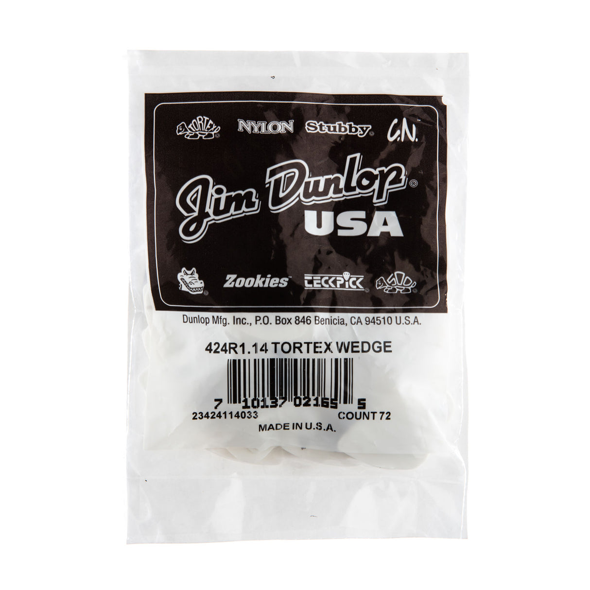 Packaged guitar picks with Jim Dunlop branding on a white background