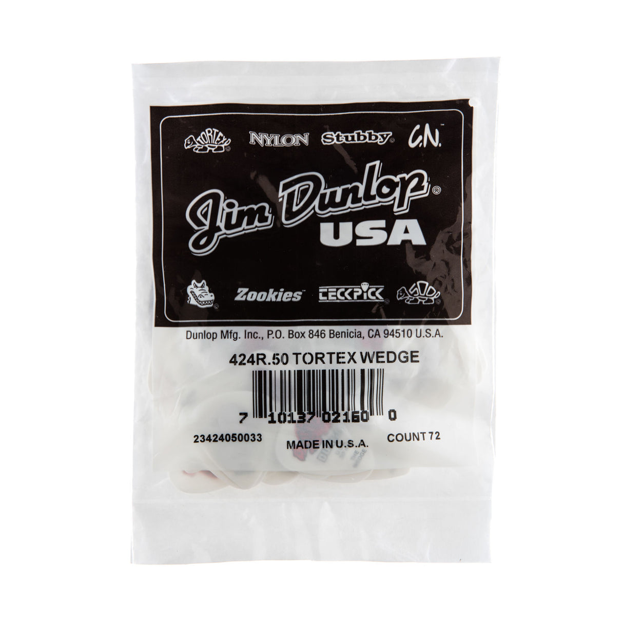Packaged guitar picks with Jim Dunlop branding on a white background