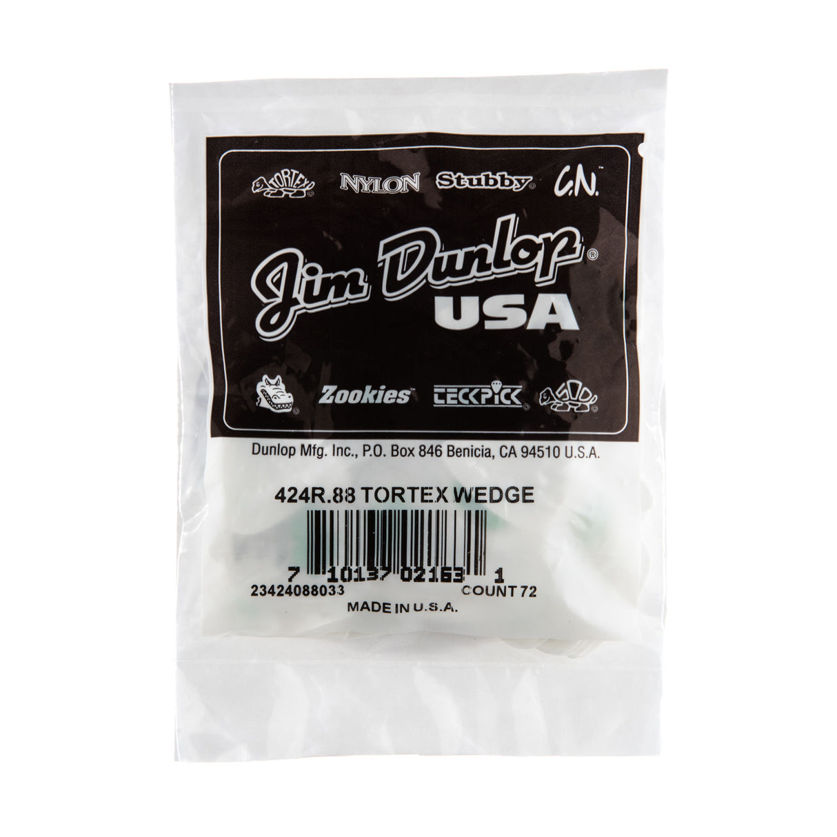 Packaged guitar picks with Jim Dunlop branding on a white background