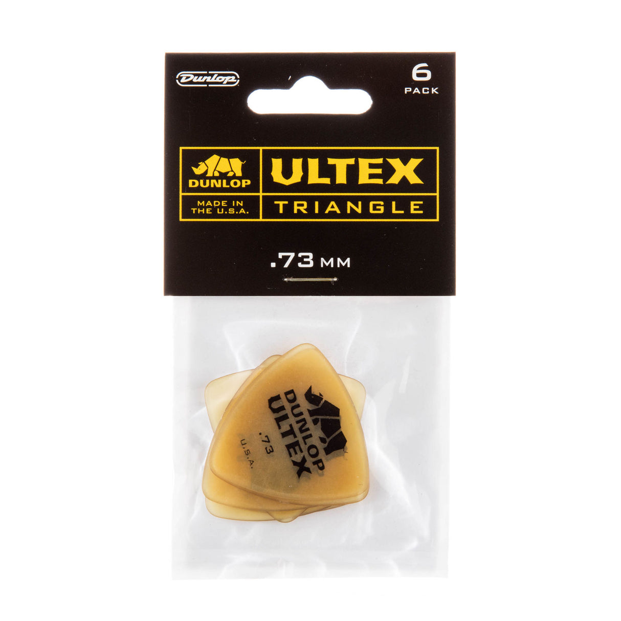 Pack of Dunlop Ultex Triangle guitar picks with packaging on a white background