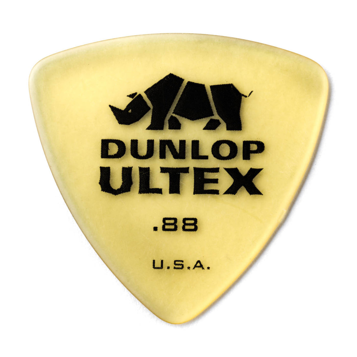 Dunlop Ultex guitar pick with a rhino logo on a white background