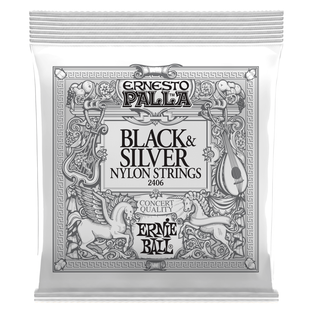 Ernesto Palla Black & Silver Nylon Strings packaging on a white background