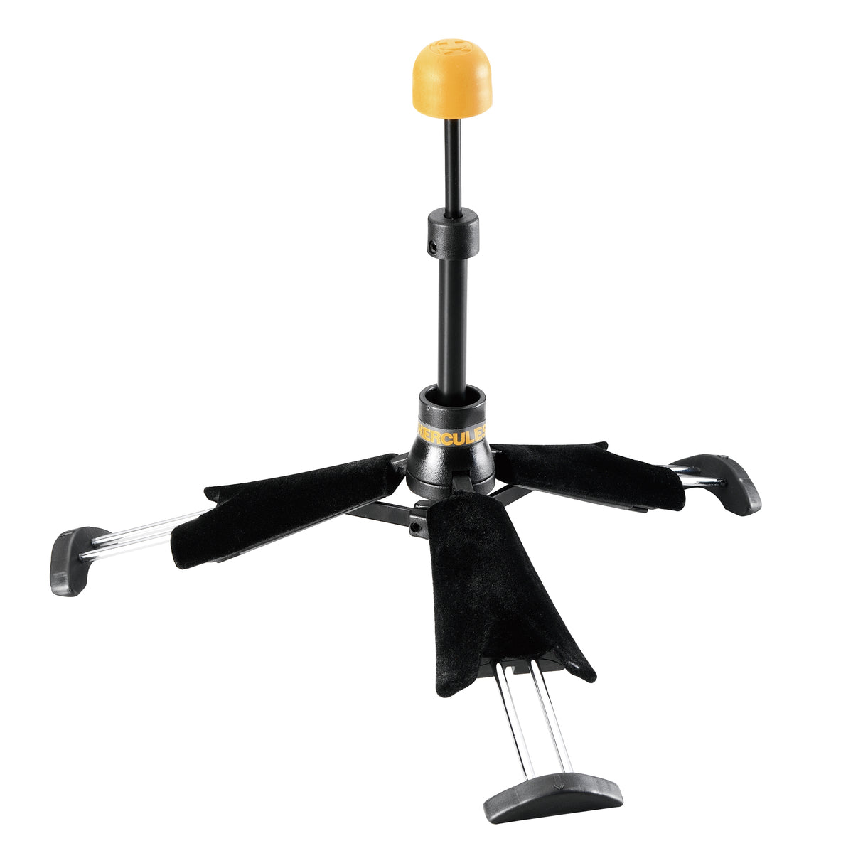 A black clarinet stand on a white background