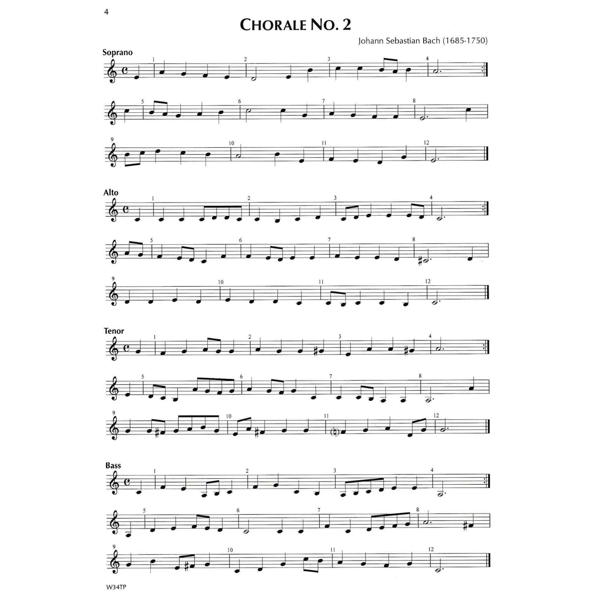 Trumpet Sheet music for Chorale No. 2 by Johann Sebastian Bach on a white background