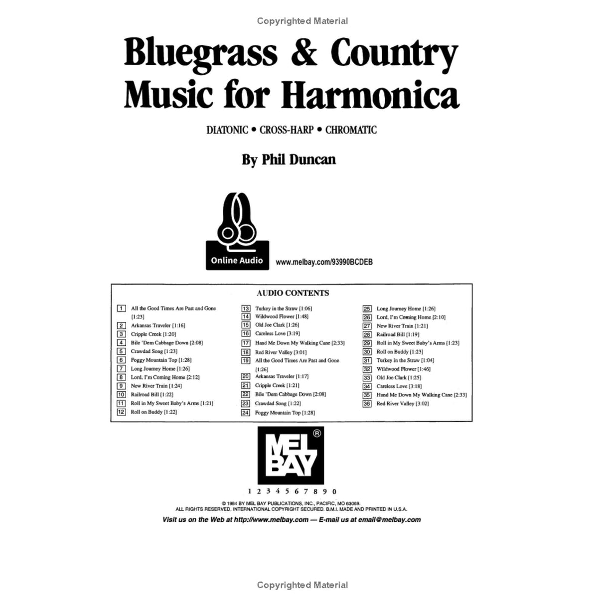 Bluegrass & Country Music for Harmonica (Book + Online Audio)