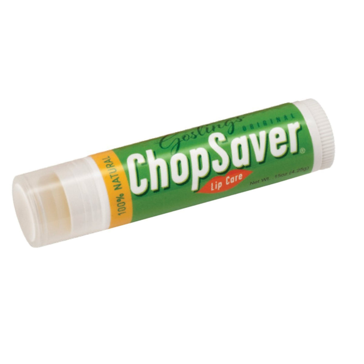 The image shows a green tube of ChopSaver lip balm, a natural lip care product designed for wind instrument musicians. It helps protect and heal lips from chapping and soreness caused by playing brass and woodwind instruments. ChopSaver supports embouchure health, making it an essential accessory for musicians who require specialized lip care during practice and performance.