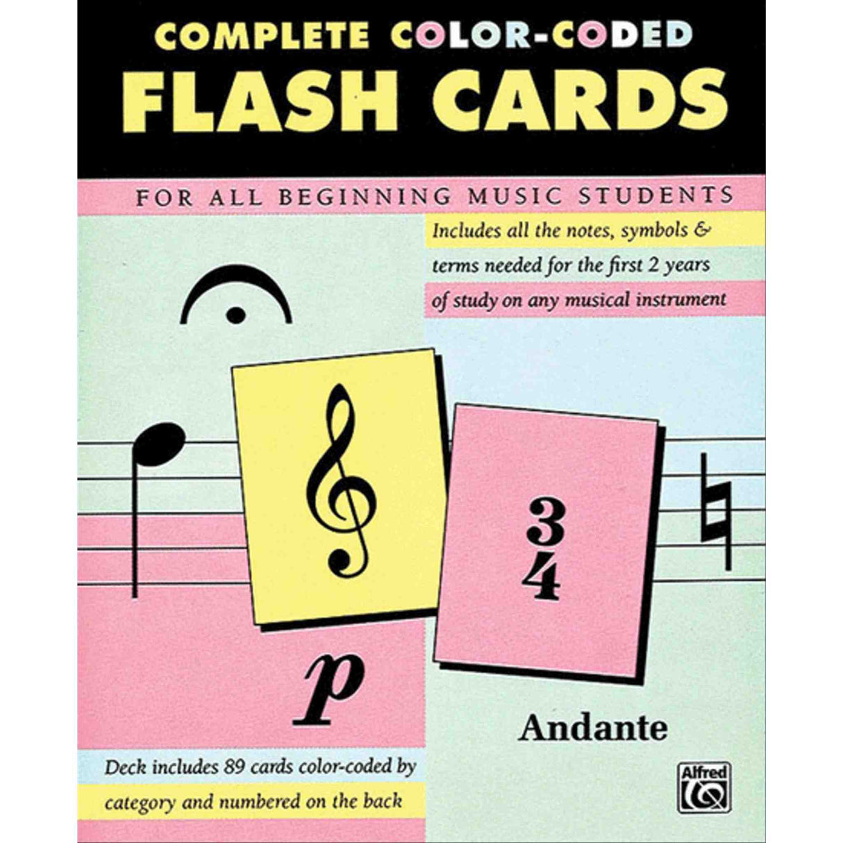 Book cover of 'Complete Color-Coded Flash Cards for All Beginning Music Students' by Andante.