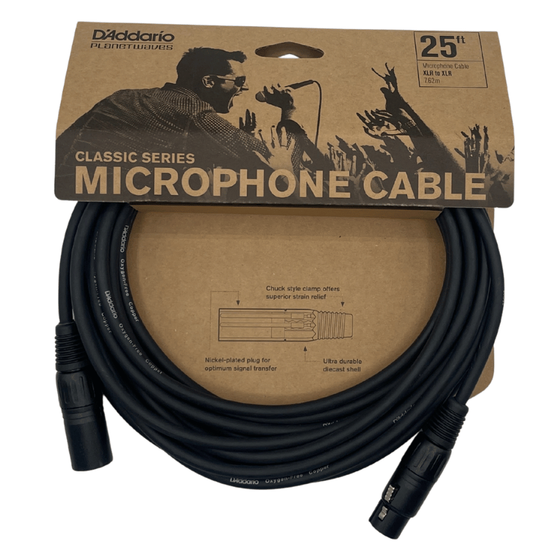 D'Addario Classic Series Microphone Cable, XLR Female to XLR Male - 25'