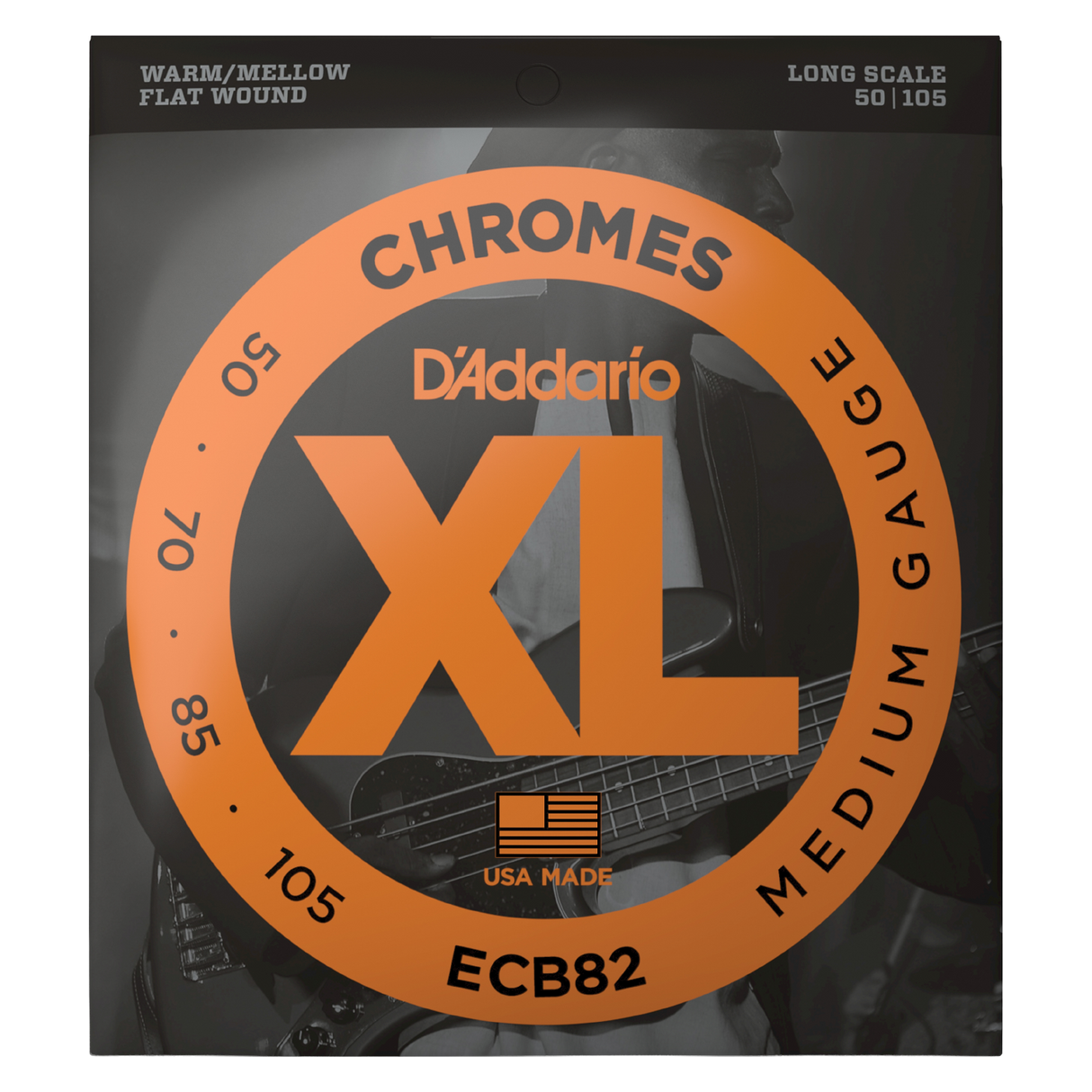 Packaging for D'Addario ECB82 bass strings with brand details
