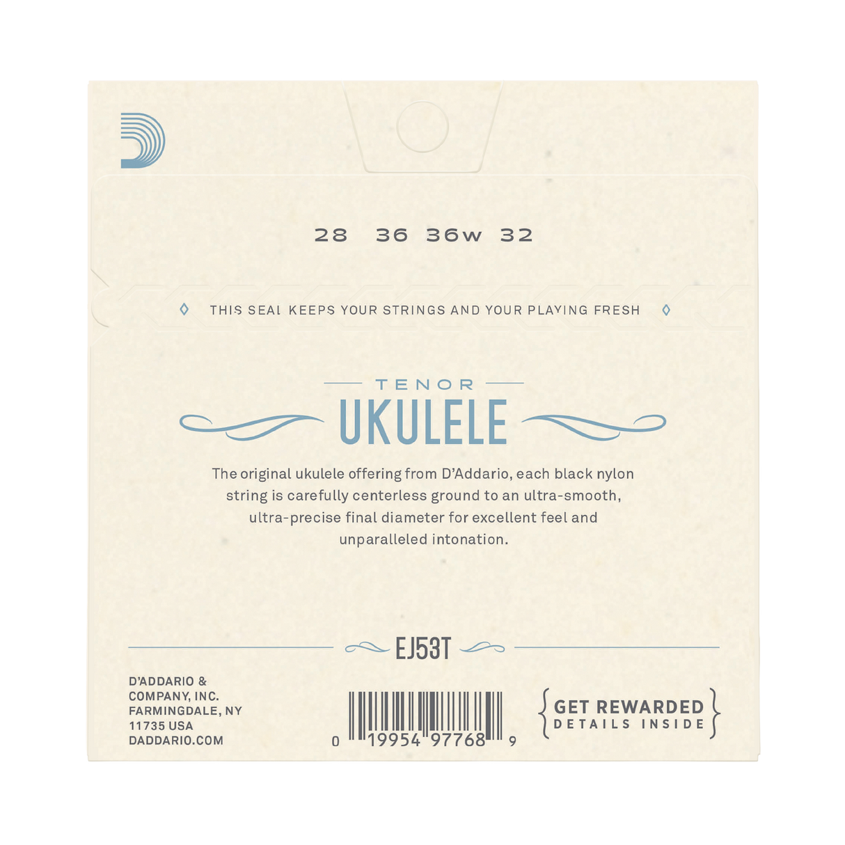 D'Addario EJ53T Pro-Arté Rectified Black Nylon Tenor Ukulele Strings