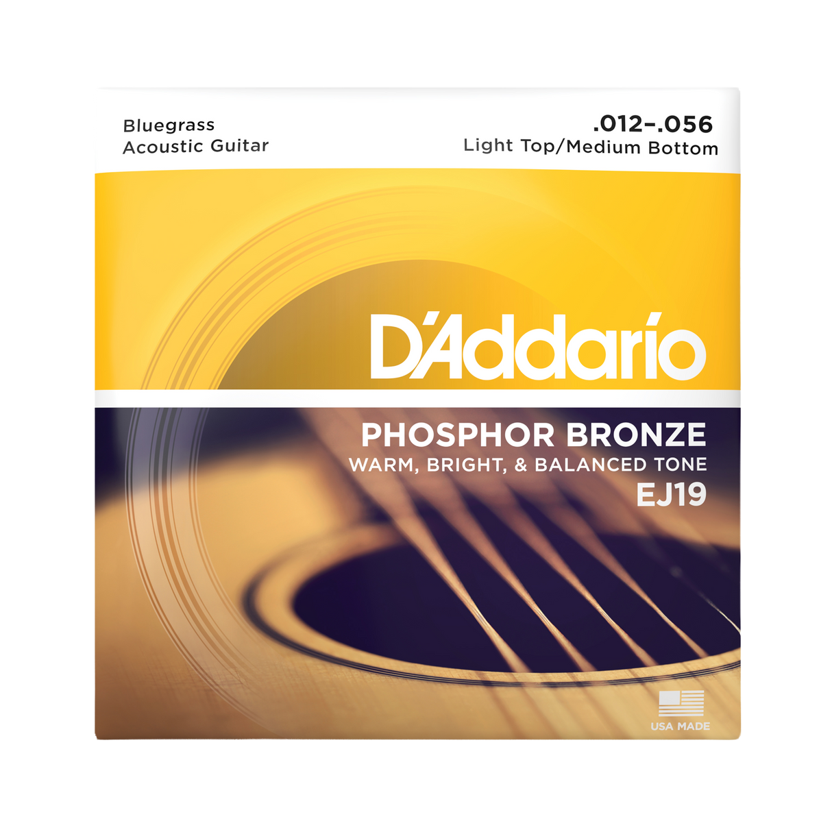 D'Addario EJ19 Phosphor Bronze Acoustic Guitar Strings - Light Top/Medium Bottom (12-56)