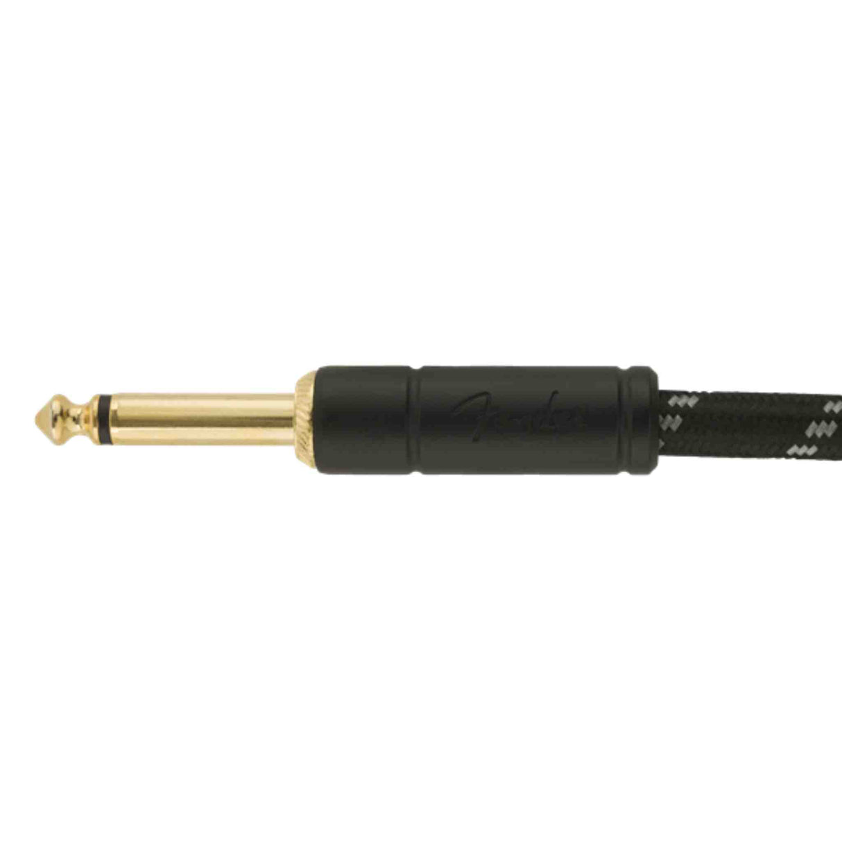 Fender Deluxe Series Tweed Instrument Cable - Straight/Angle - Black Tweed - 18.6FT