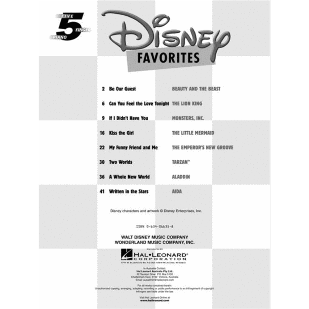 Disney Favorites – Easy Piano (Five Finger Piano Collection)
