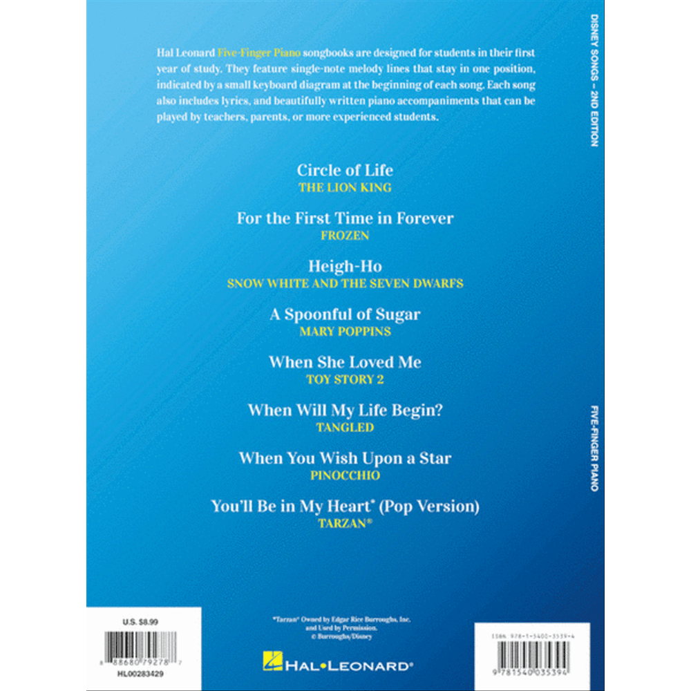 Disney Songs – Five-Finger Piano Collection (Hal Leonard)