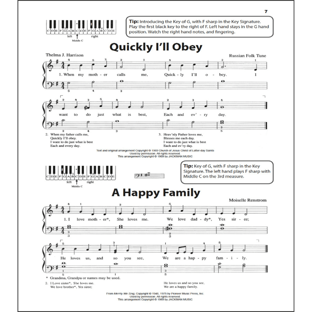 Easy Primary Songs for Piano – Arranged by Paralee Miles Eckman