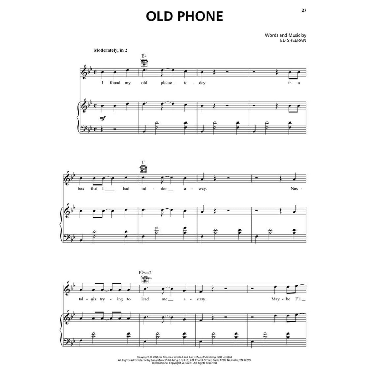 Ed Sheeran - Play - Piano, Vocal, Guitar - Songbook