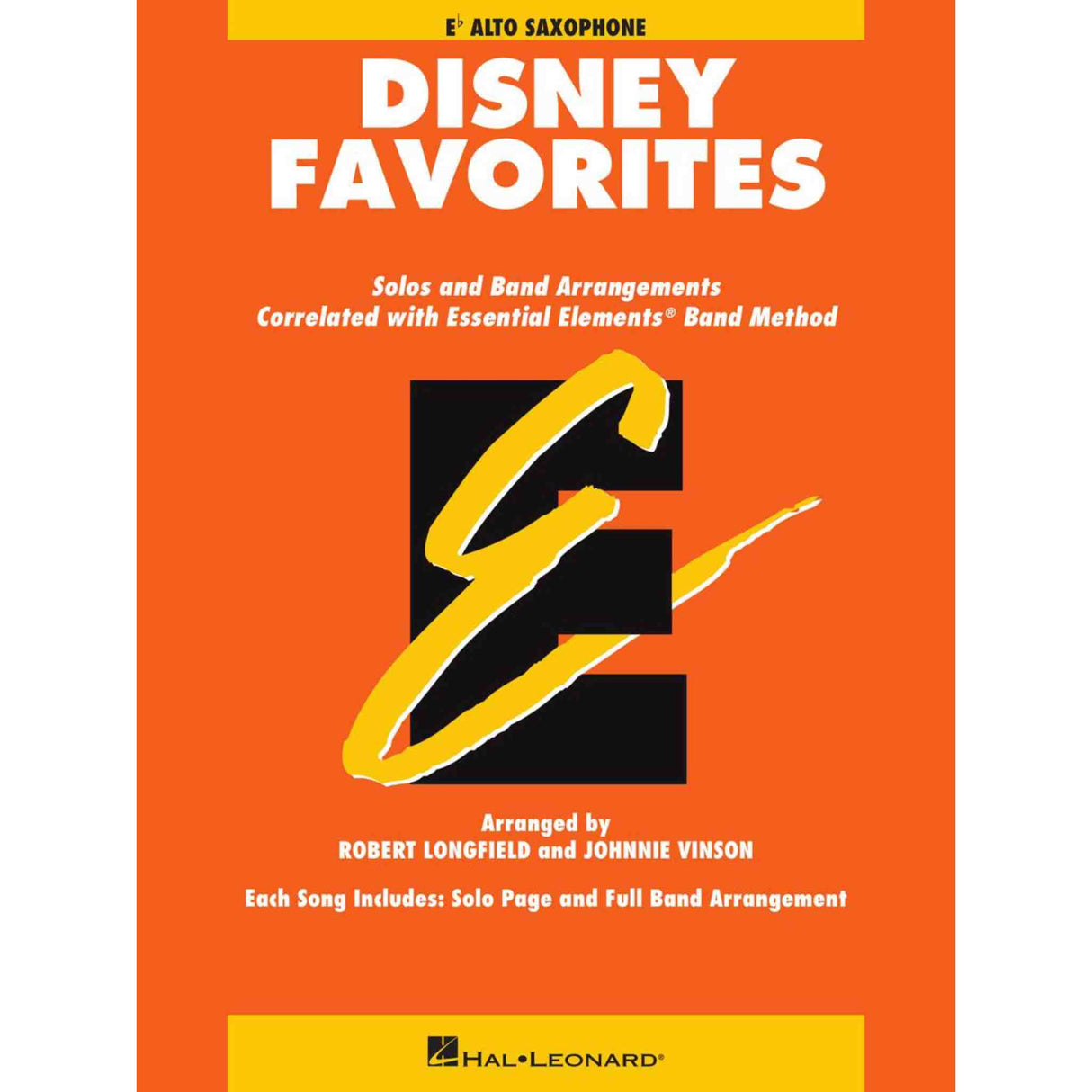 Book cover of 'Disney Favorites' for alto saxophone with orange and yellow design.