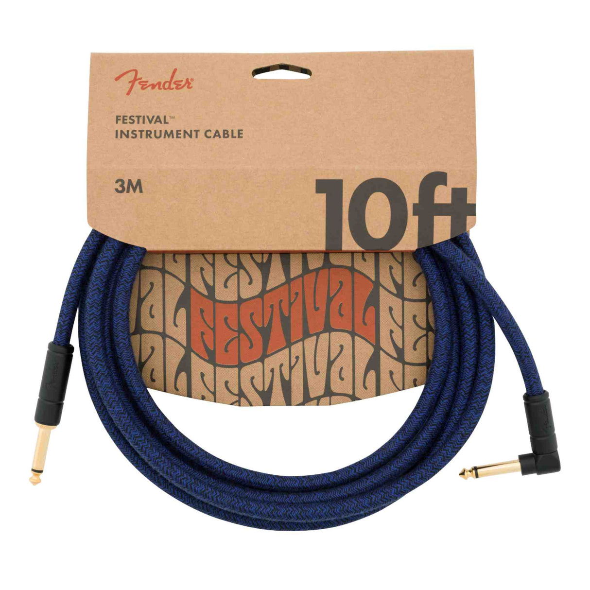 Fender Festival Instrument Cable - Straight/Angle - Pure Hemp, Blue Dream - 10FT