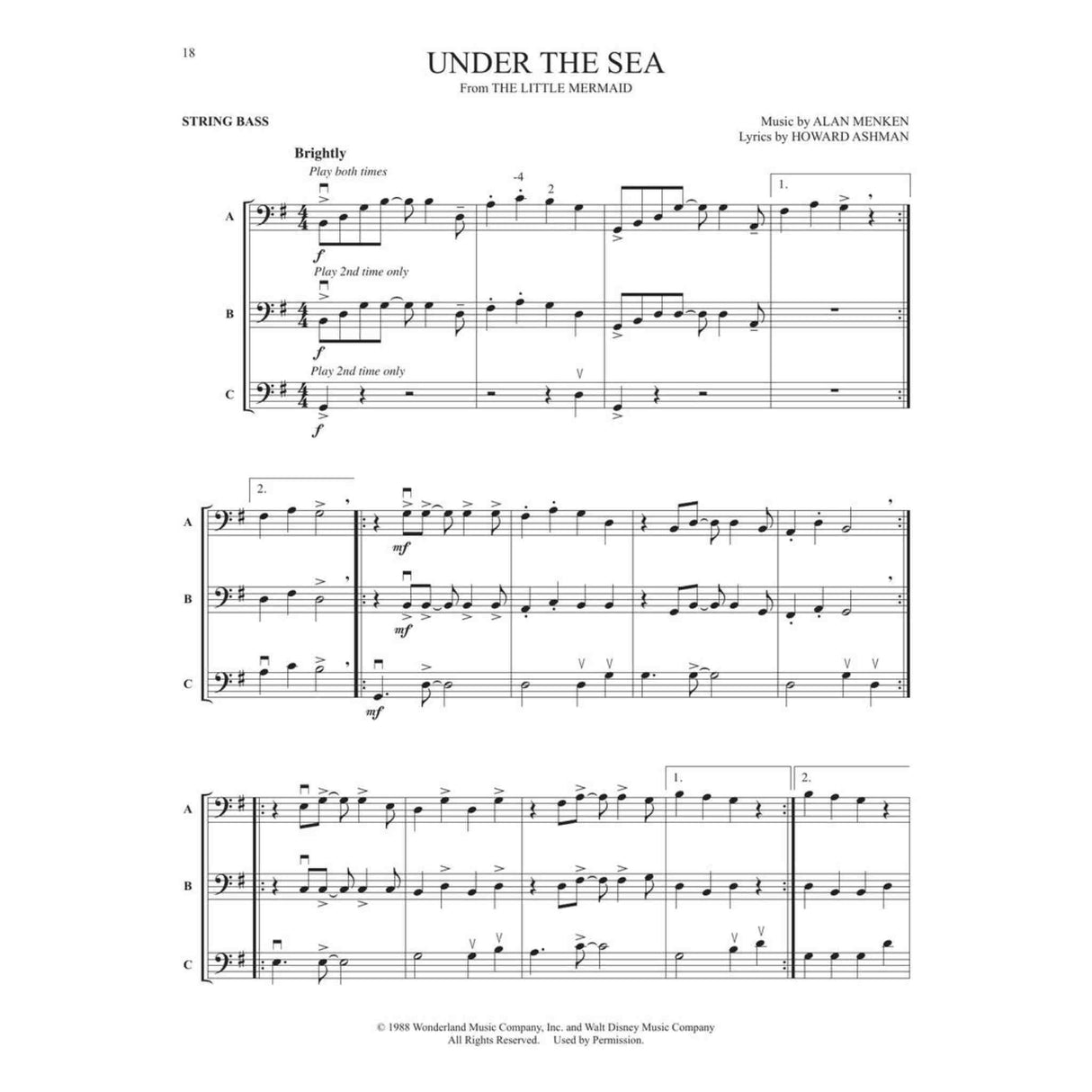 Sheet music for the song, "Under the Sea," from the book Flex-Pops for Strings.