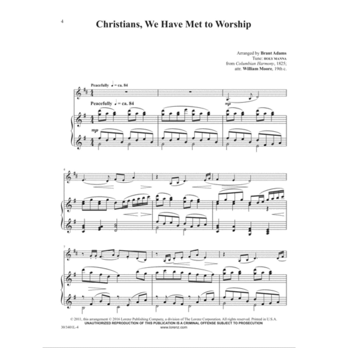 Sheet music for 'Christians, We Have Met to Worship' for French Horn with musical notation and text.