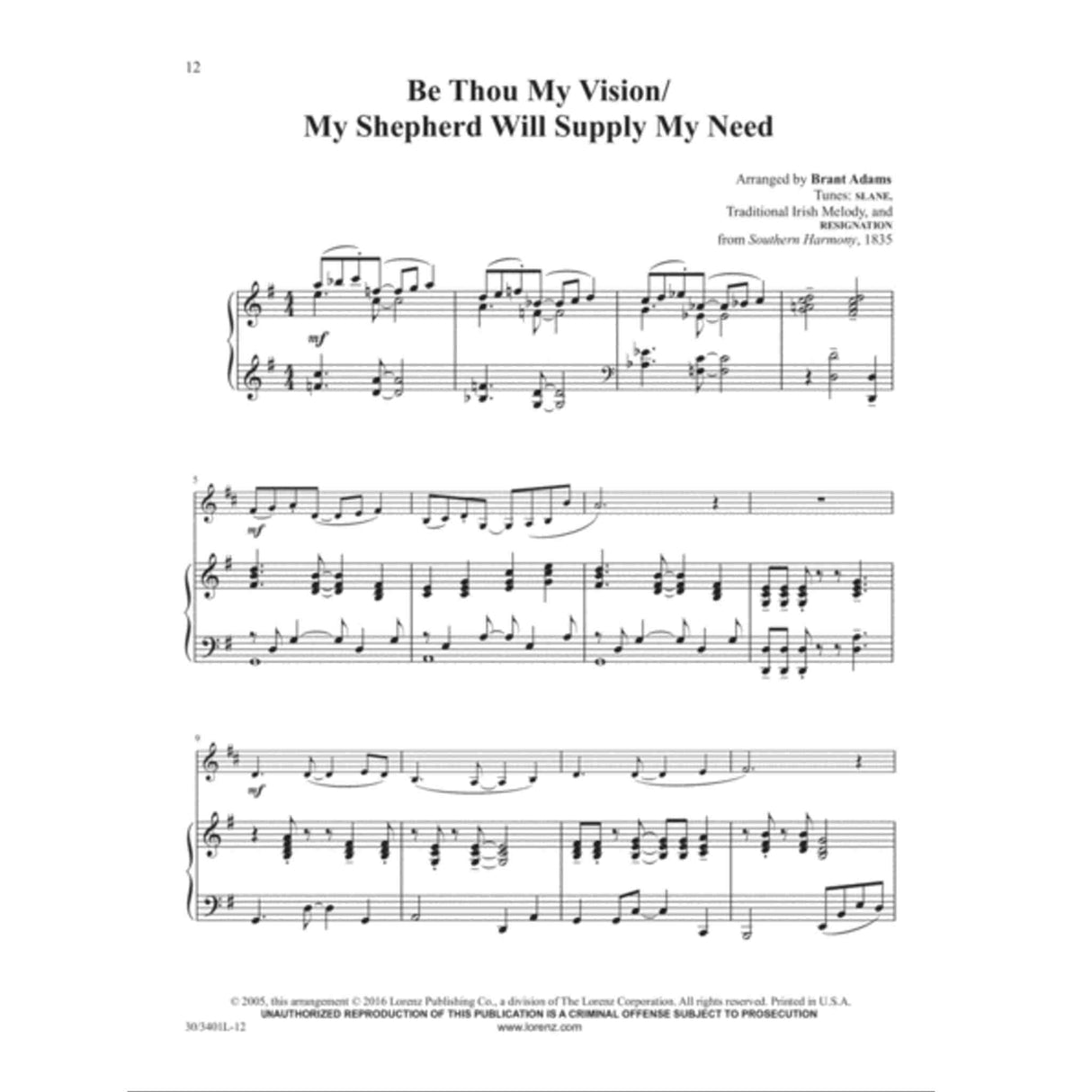 Sheet music for 'Be Thou My Vision' for French Horn with piano accompaniment
