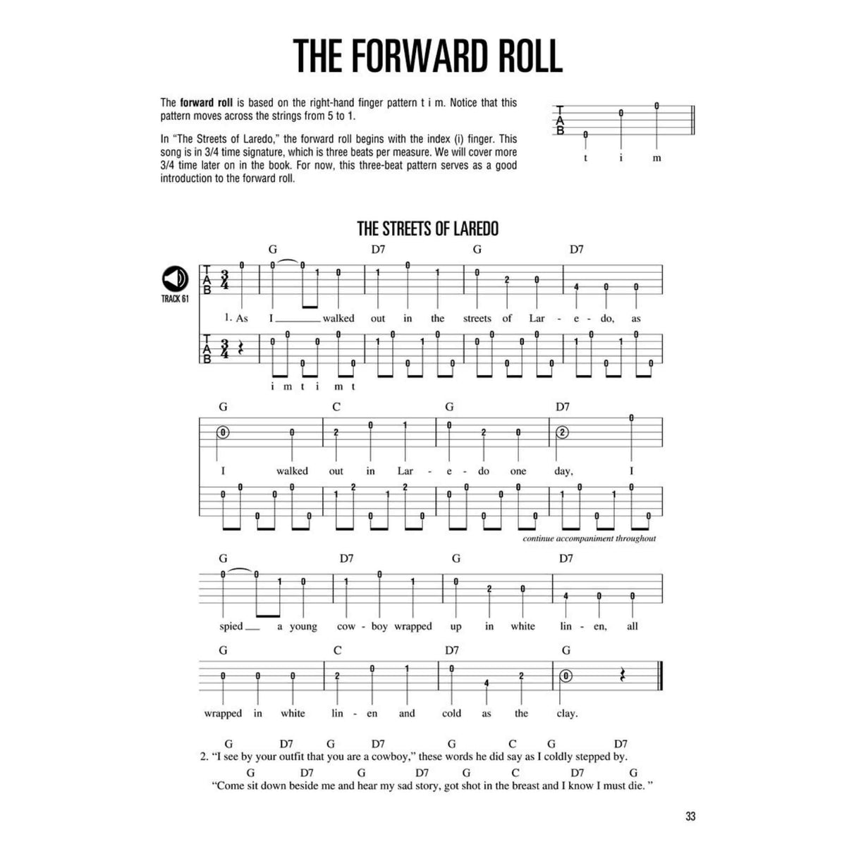 Sheet music for 'The Forward Roll' with lyrics and musical notation on a white background