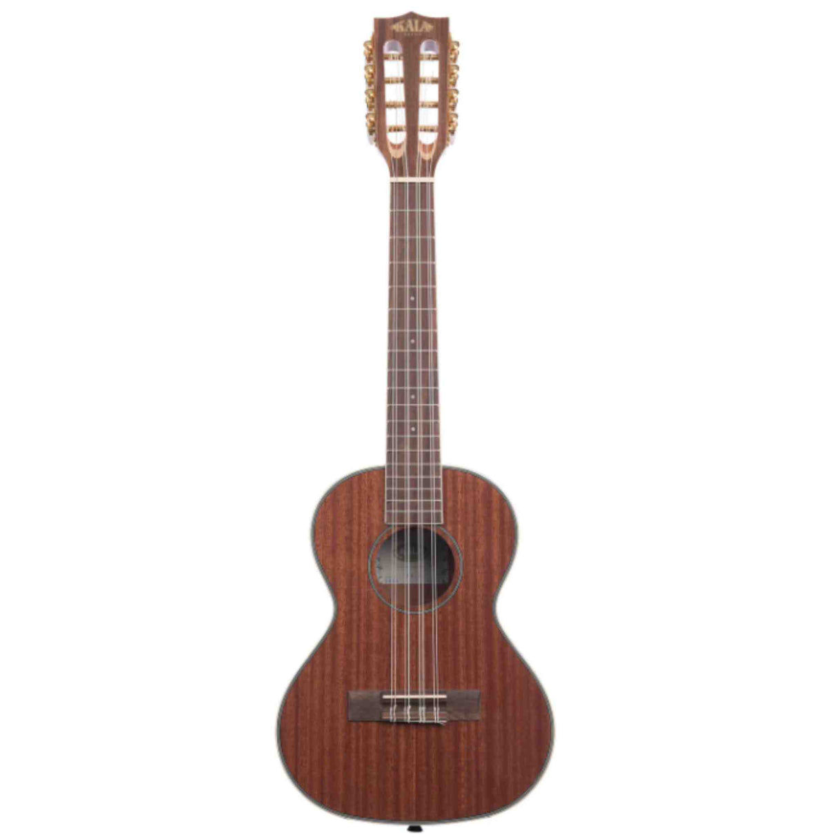 The image shows a concert ukulele with a natural mahogany finish, featuring a traditional figure-8 body, four strings, a fretted neck with dot markers, and classical tuning pegs. The headstock displays the "Kala" logo. This mid-sized ukulele, larger than a soprano but smaller than a tenor, is known for its warm tone and comfortable playability, often favored by both beginners and experienced musicians.