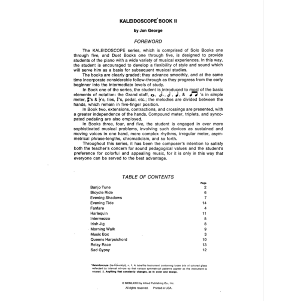 Kaleidoscope Solos, Book 2 - Easy Piano
