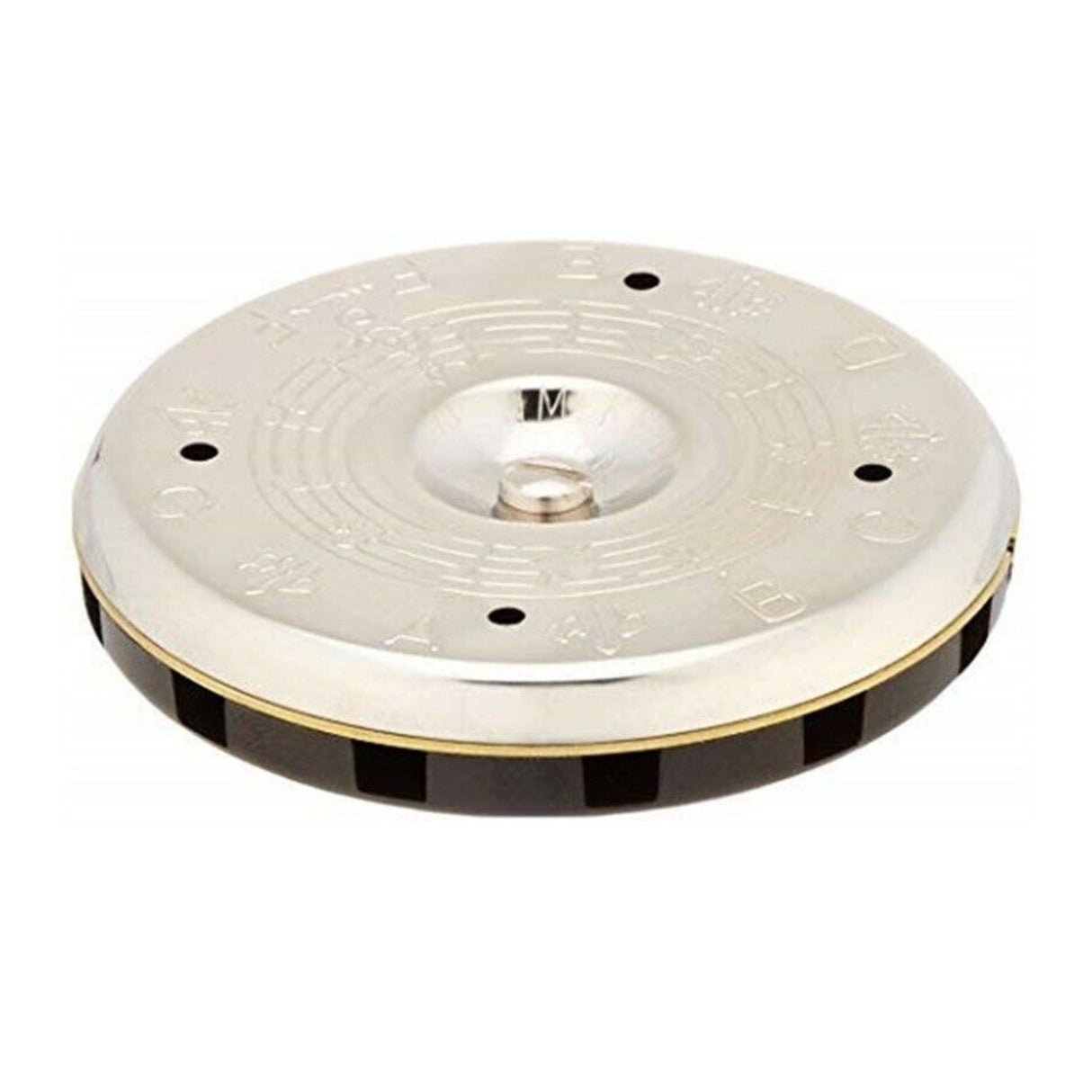 Side view of the Kratt Chromatic f to f pitch pipe showing the holes on the side