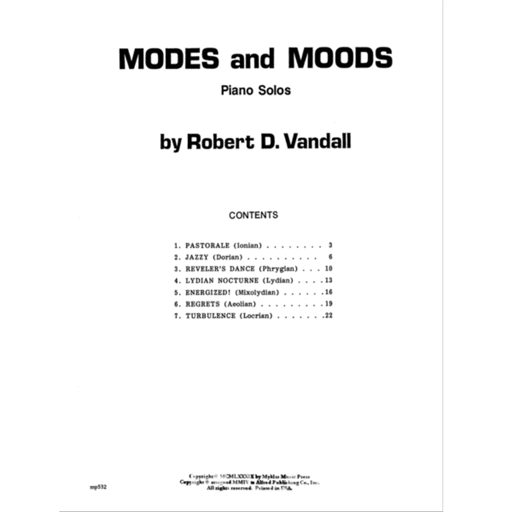 Modes and Moods – Piano Solos by Robert D. Vandall