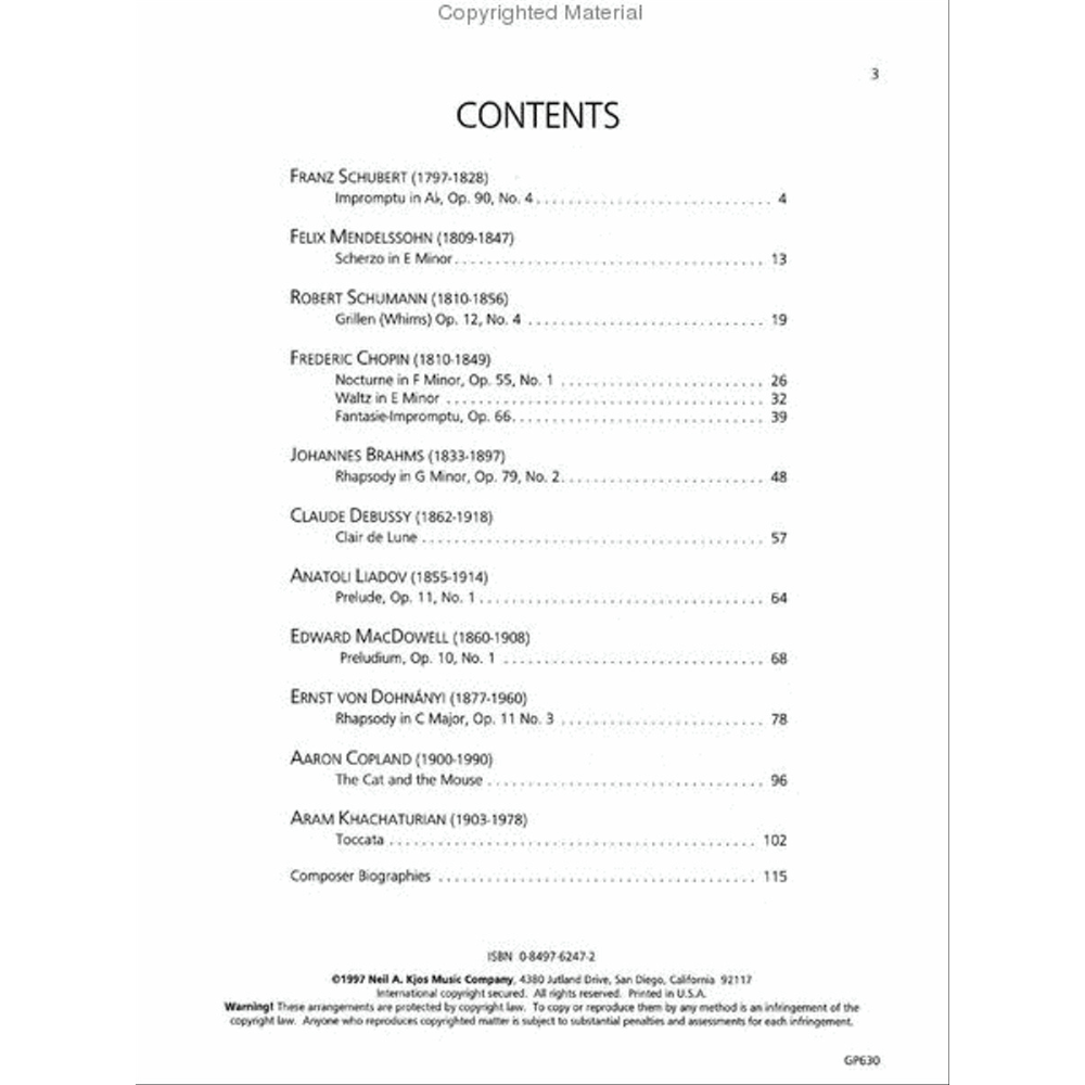 Piano Repertoire – Romantic & 20th Century – Level 10 (Neil A. Kjos Piano Library)