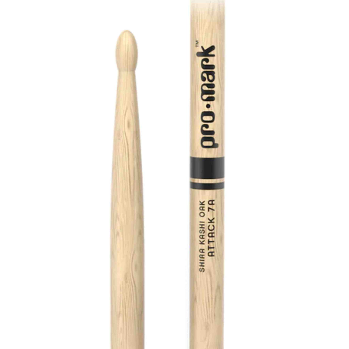 Promark Attack 7A Lacquered Shira Kashi Oak Wood Tip Drumsticks - PW7AW