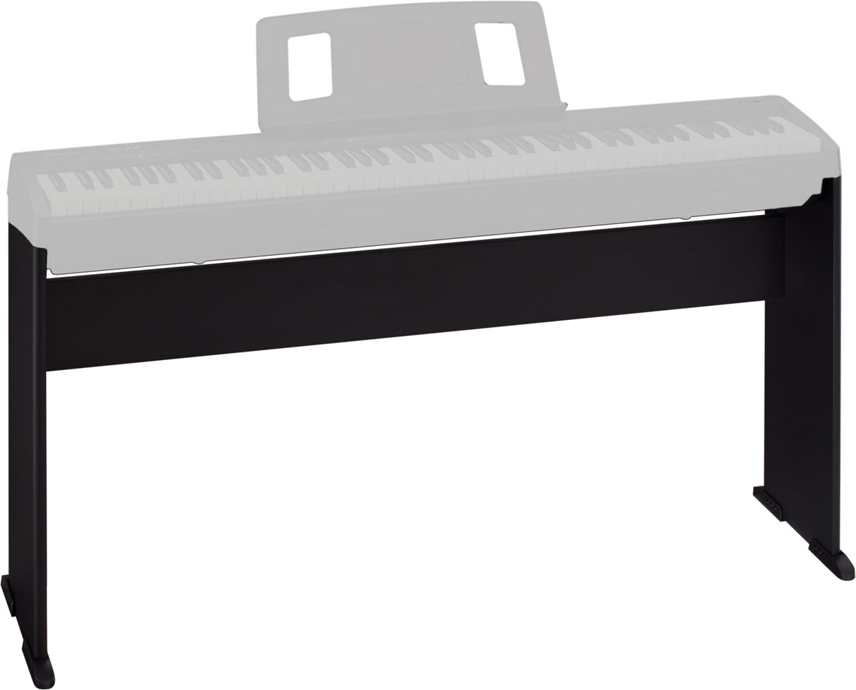 The image shows a full-size 88-key digital piano with a light gray body, built-in music stand with rectangular openings, and a black wooden stand. Designed for home or stage use, it replicates an acoustic piano’s feel and sound while offering electronic features like different voices and volume control. The wooden stand adds a furniture-like look, making it ideal for students and musicians seeking a portable, low-maintenance instrument.