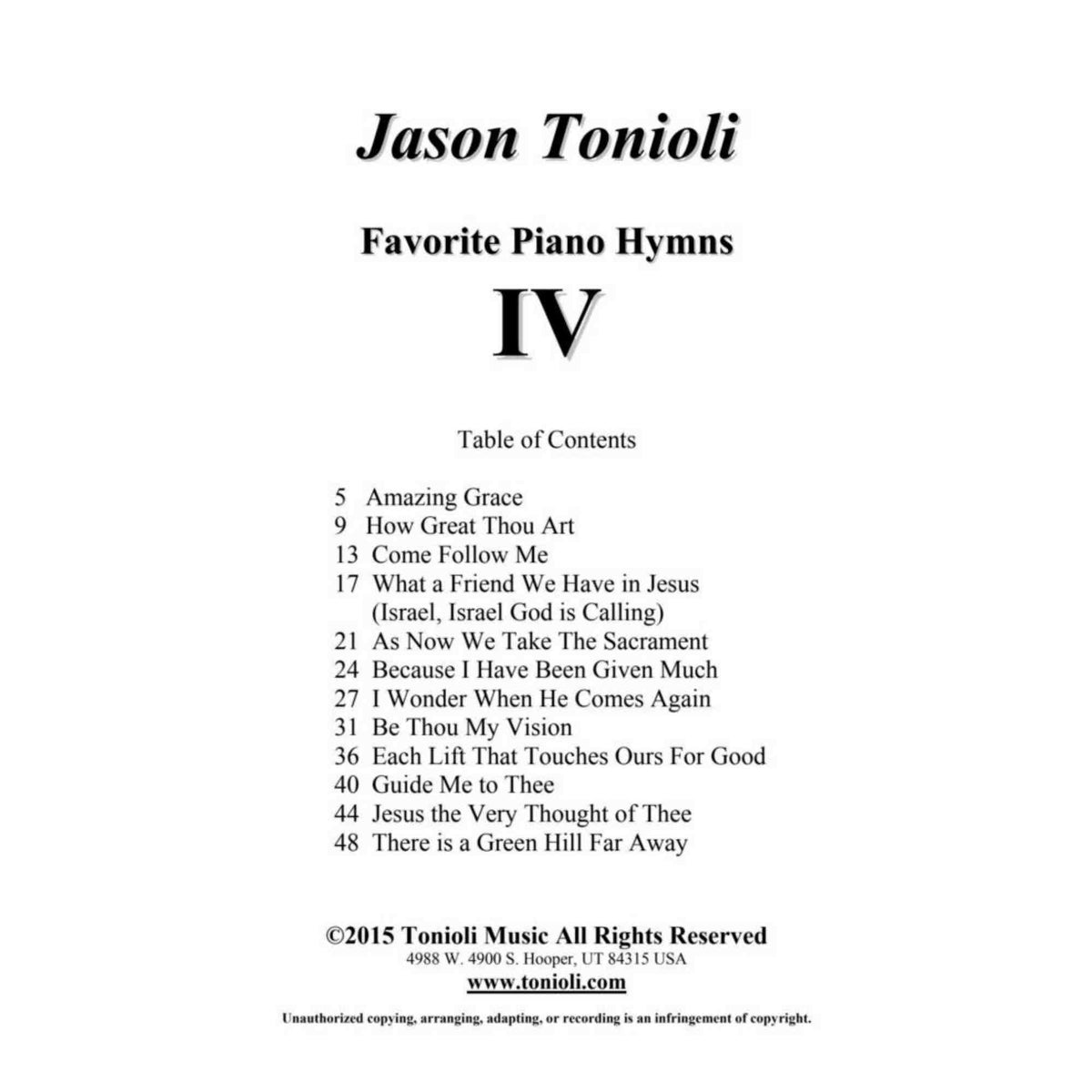 Sacred Piano Hymns - Volume 4 - Jason Tonioli