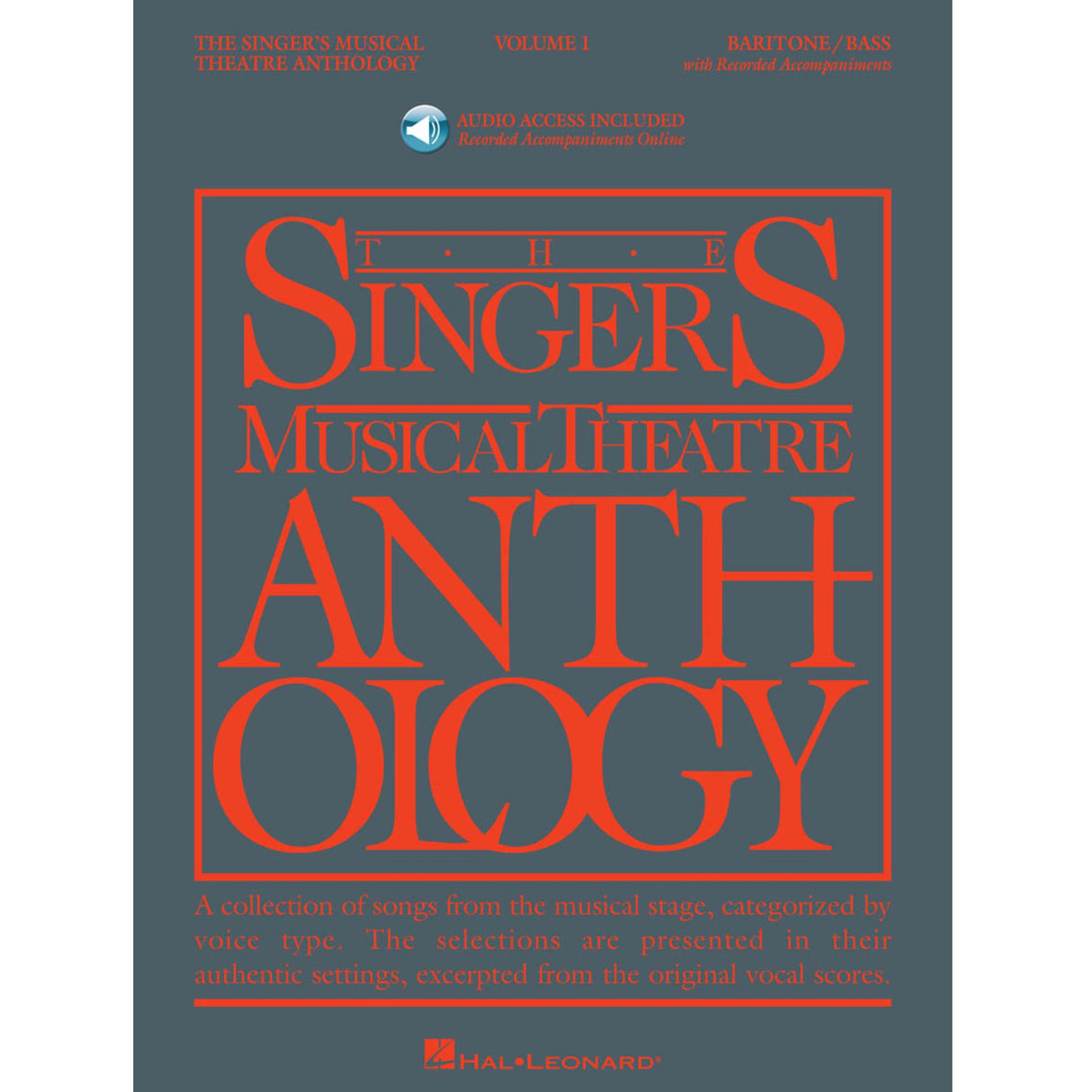 Book cover of 'The Singer's Musical Theatre Anthology' with red text on a gray background