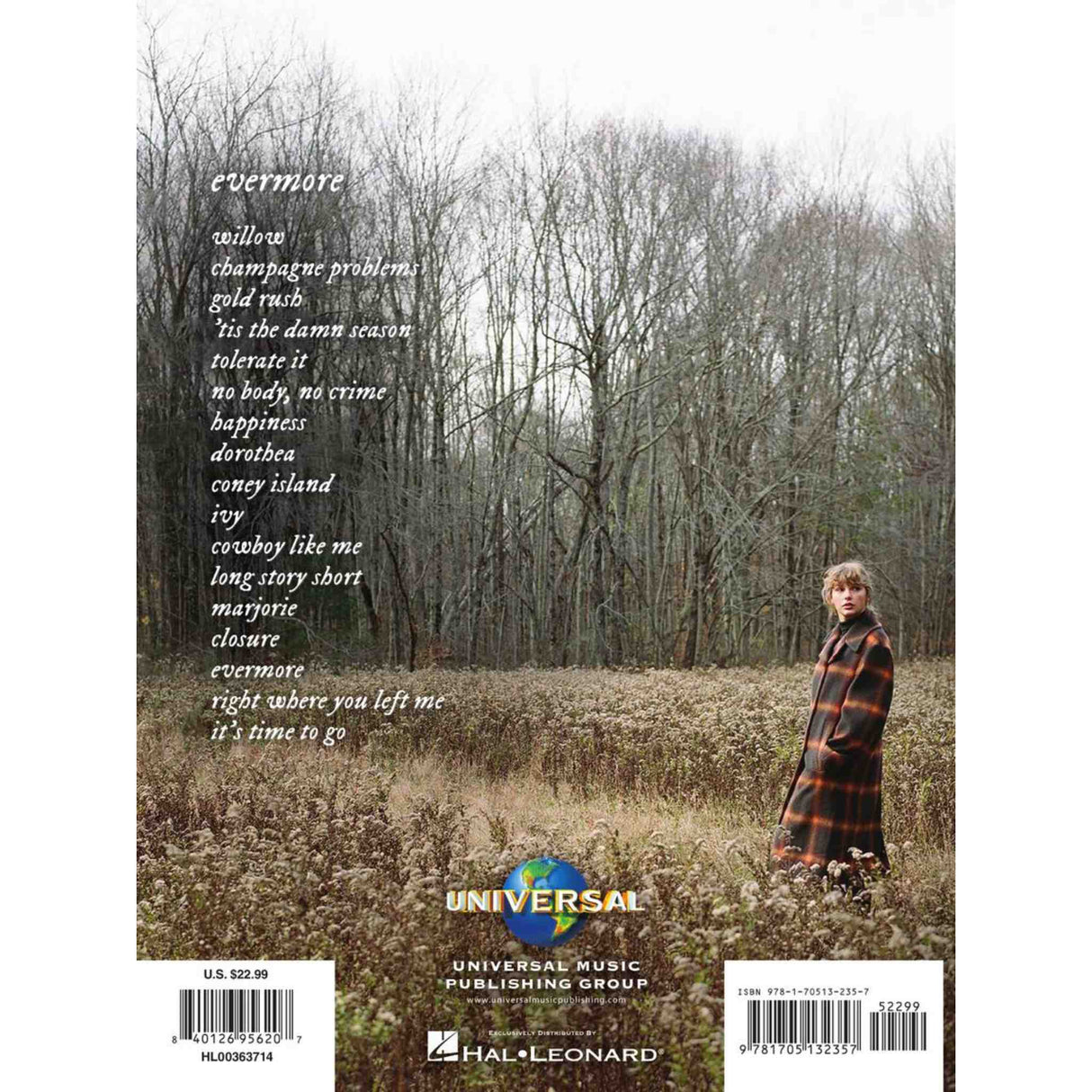 Taylor Swift - Evermore - Piano, Vocal, Guitar - Artist Songbook