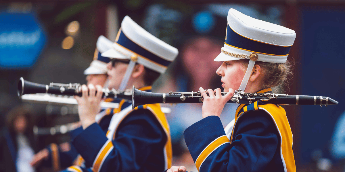 Band members marching