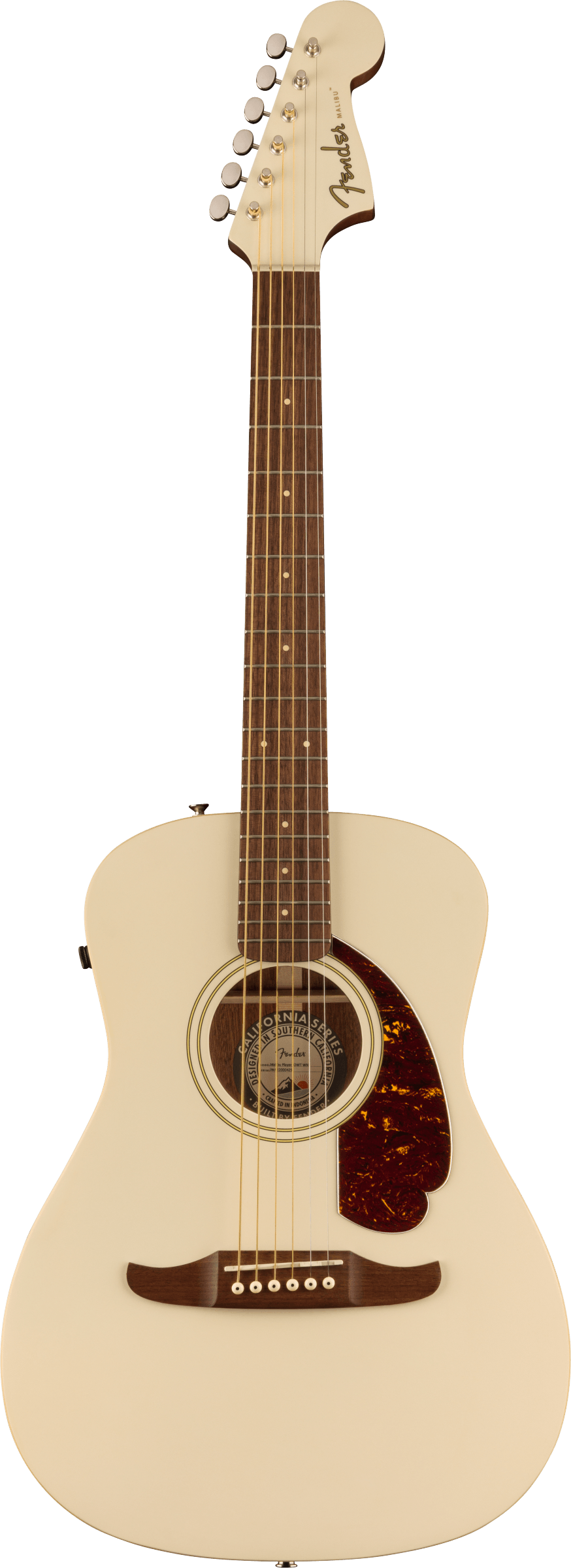 The image shows a Fender dreadnought acoustic guitar with a natural light wood top, dark tortoiseshell pickguard, and traditional circular sound hole with rosette. It has a dark fretboard with dot markers, a light headstock featuring the Fender logo, six chrome tuning pegs, and an acoustic-electric setup. The guitar has a clean, classic look typical of full-size acoustics for players of all levels.