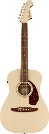 The image shows a Fender dreadnought acoustic guitar with a natural light wood top, dark tortoiseshell pickguard, and traditional circular sound hole with rosette. It has a dark fretboard with dot markers, a light headstock featuring the Fender logo, six chrome tuning pegs, and an acoustic-electric setup. The guitar has a clean, classic look typical of full-size acoustics for players of all levels.