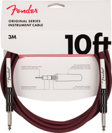 Fender instrument cable packaging with cable coiled on a white background