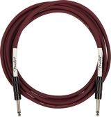 Fender guitar cable with dark red coloring on a white background