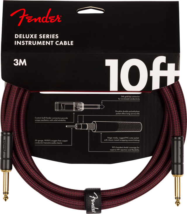 Fender instrument cable packaging with cable displayed