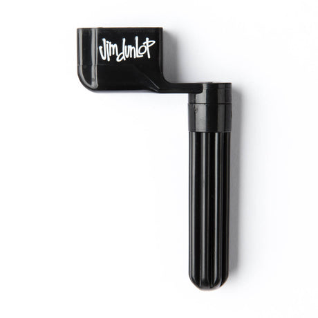 A black guitar string winder on a white background