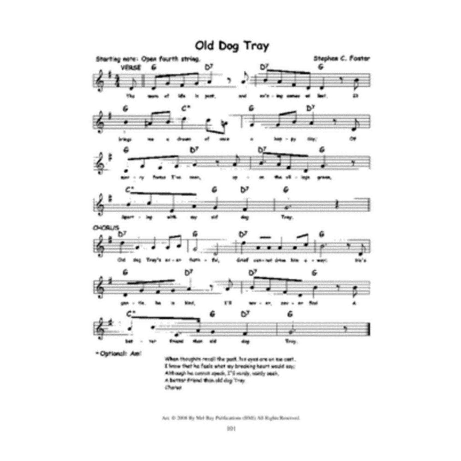 Sheet music for 'Old Dog Tray' by Stephen C. Foster on a white background